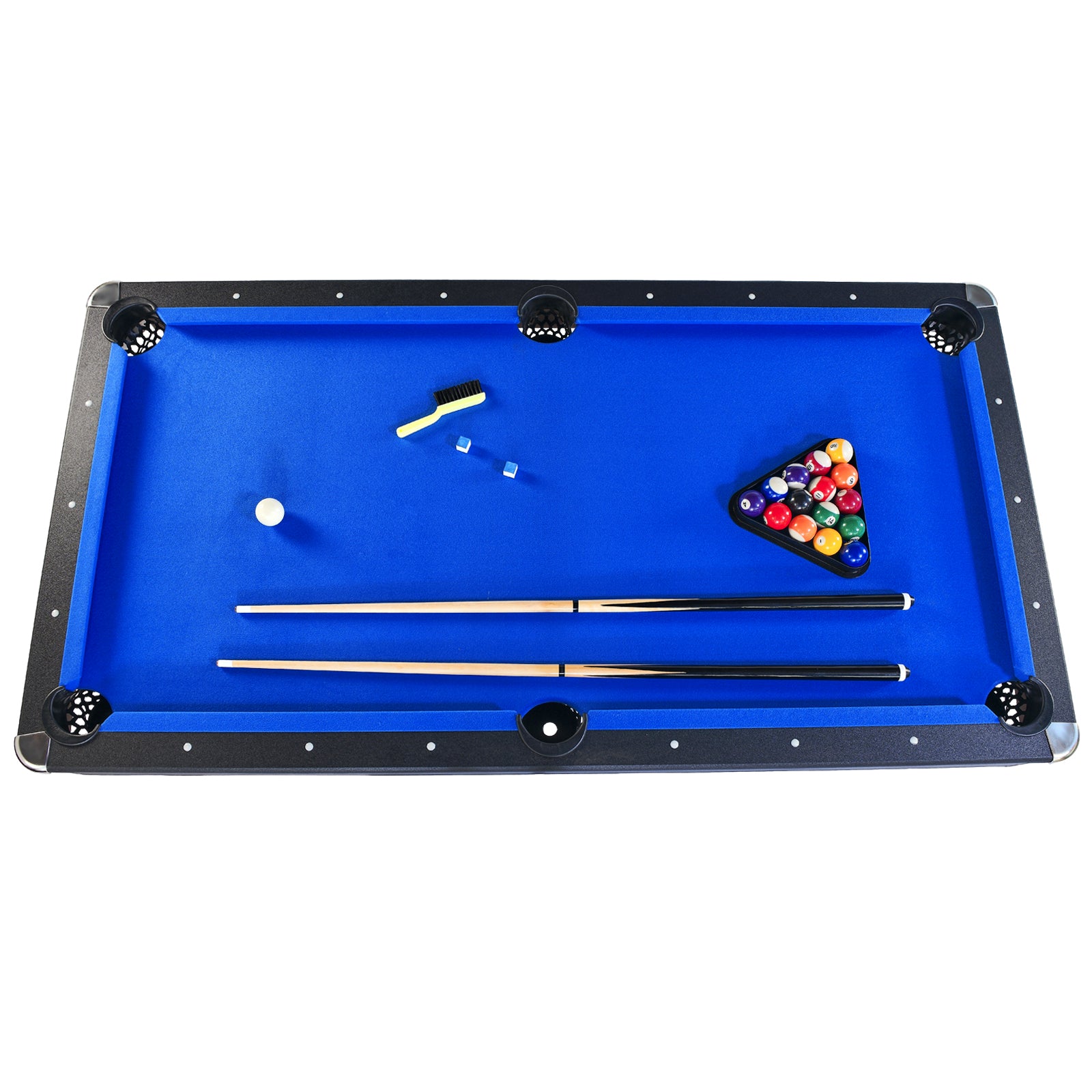 6-ft Pool Table with Table Tennis Top - Black with Blue Felt