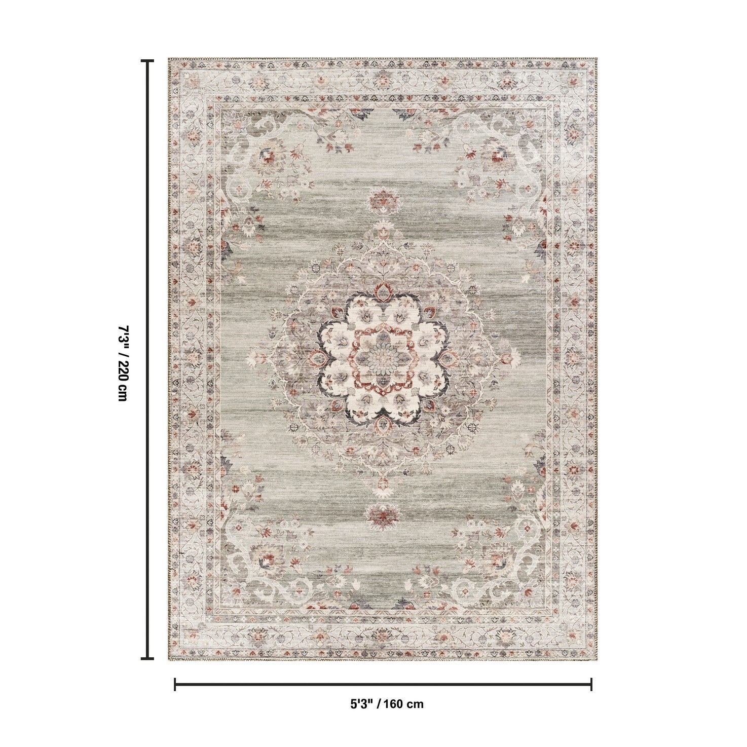 Oxford GC_NBL2013 Green 5 ft. 3 in. x 7 ft. 3 in. Area Rug