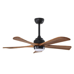42" 5PCS  Solid Wood Blades Ceiling Fan with Lights Remote Control,Quiet DC Motor 5 Blade Ceiling Fans 6 Speed Levels,Reversible Ceiling Fan,for Patio Living Room, Bedroom, Office,Indoor.(Matte Black)