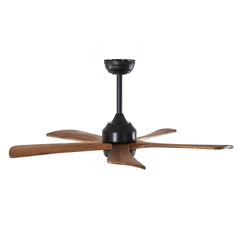 42" 5PCS  Solid Wood Blades Ceiling Fan with Lights Remote Control,Quiet DC Motor 5 Blade Ceiling Fans 6 Speed Levels,Reversible Ceiling Fan,for Patio Living Room, Bedroom, Office,Indoor.(Matte Black)