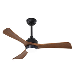 42" Solid Wood Blades Ceiling Fan with Lights Remote Control,Quiet DC Motor 3 Blade Ceiling Fans 6 Speed Levels,Reversible Ceiling Fan, for Patio Living Room, Bedroom, Office,Indoor.(Matte Black)