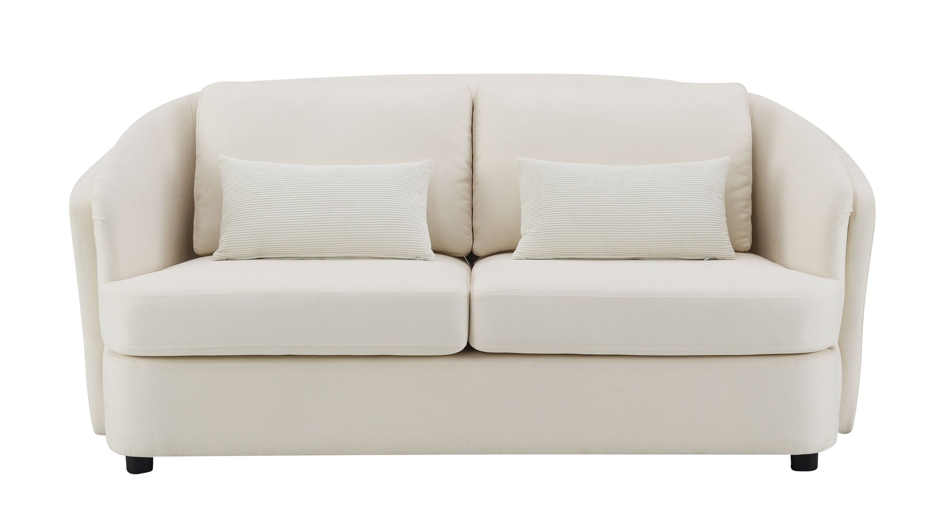 Mariko Beige Linen Loveseat with 2 Toss Pillows
