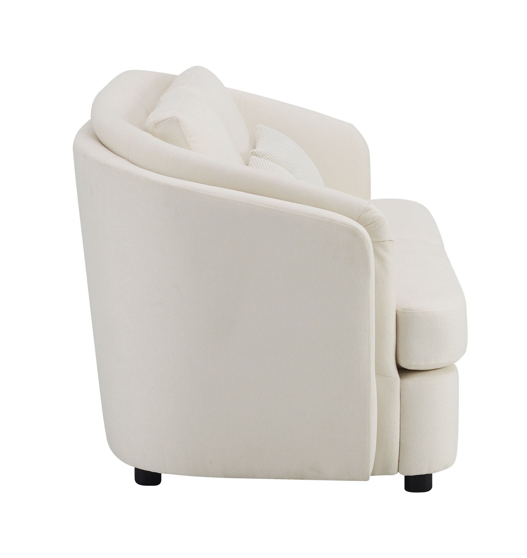 Mariko Beige Linen Loveseat with 2 Toss Pillows