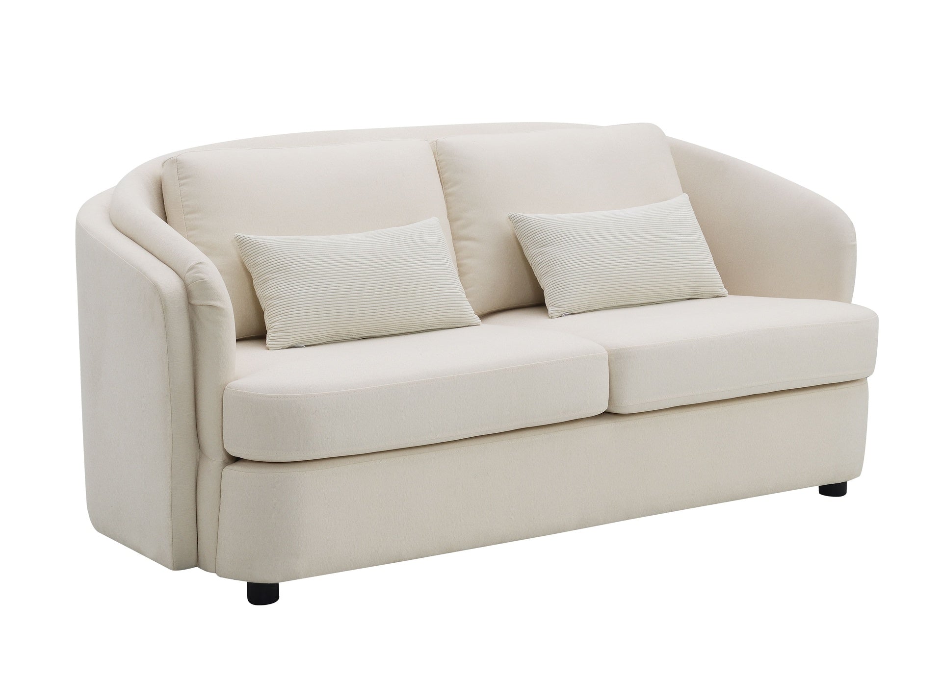 Mariko Beige Linen Loveseat with 2 Toss Pillows