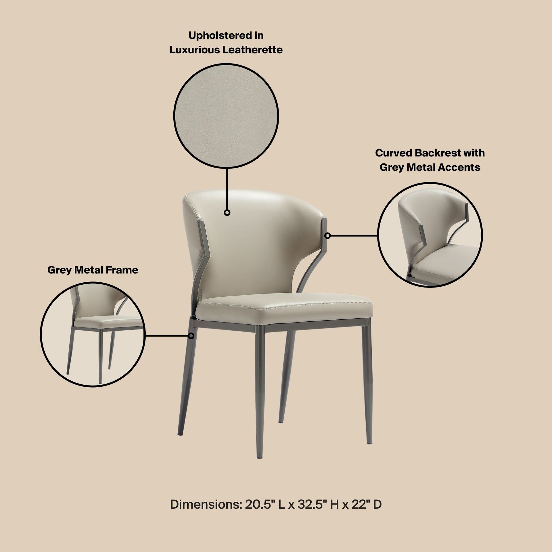 Dining Chair - Set of 2 in Light Gray