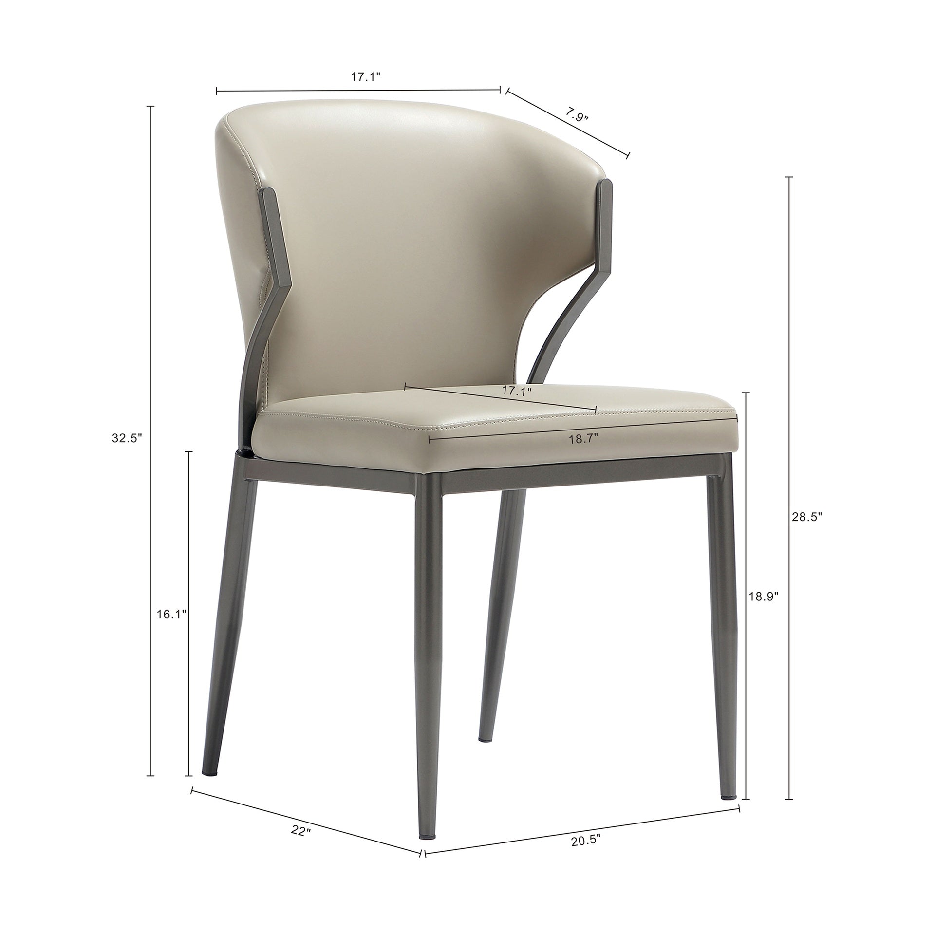 Dining Chair - Set of 2 in Light Gray