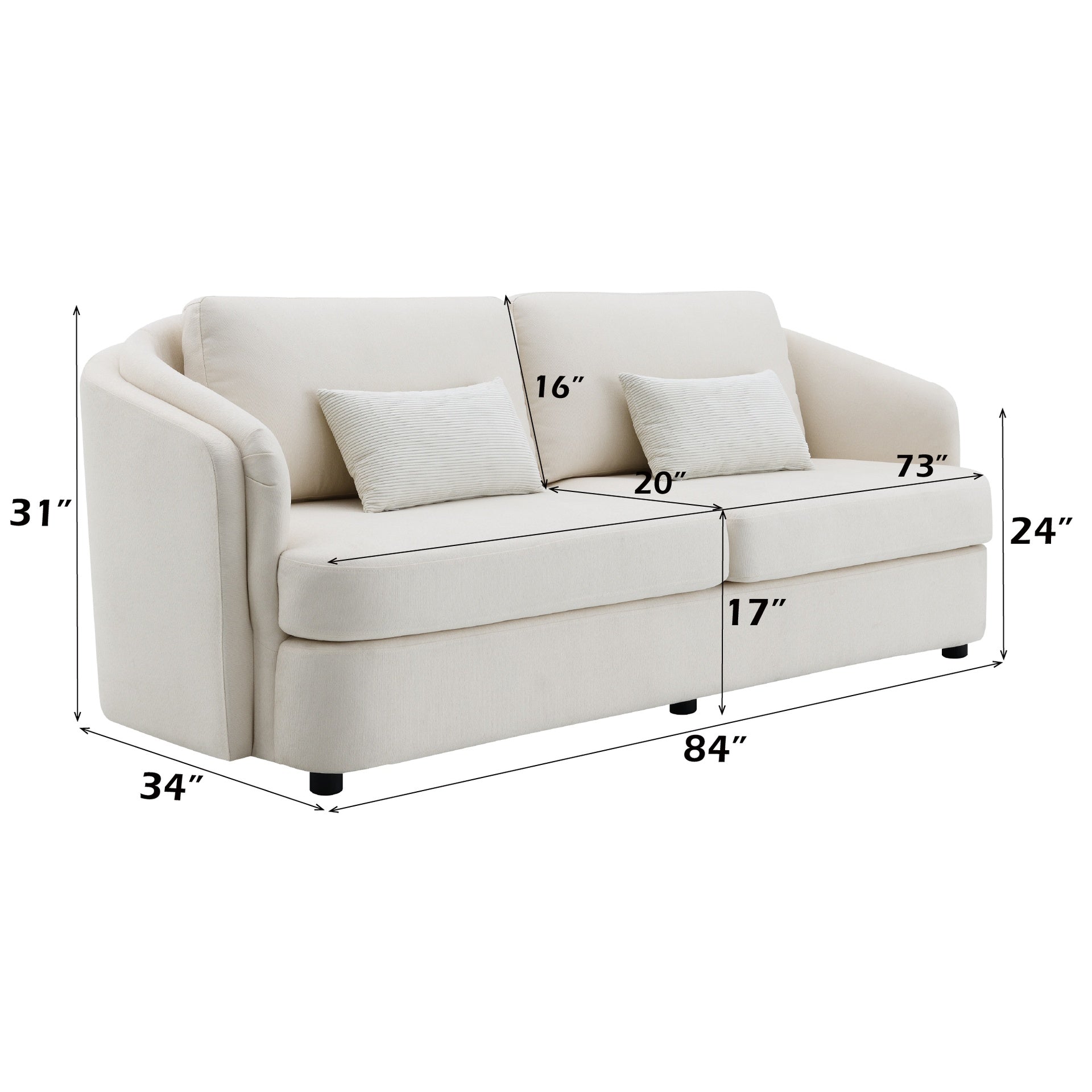 Mariko Beige Linen 3Pcs Living Room Set (Sofa, Loveseat, Chair)