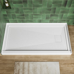 60x32 Inch White Acrylic Shower Base, Right Drain, Non-Slip Surface