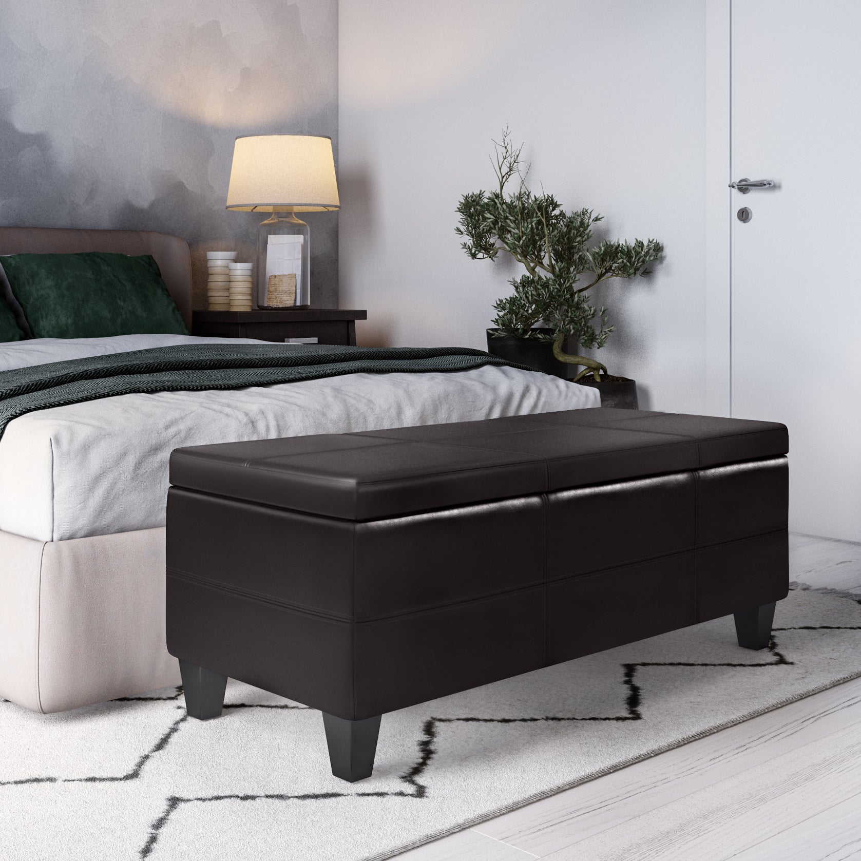 Afton - Storage Ottoman Bench - Tanners Brown