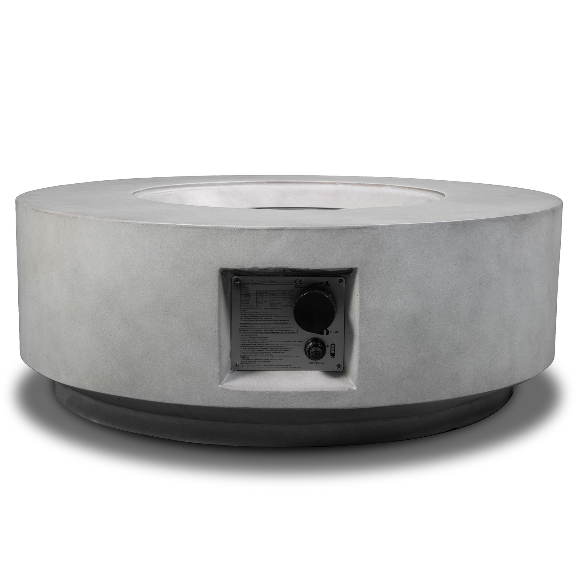 30" Propane Gas Fire Pit Table, 50000 BTU Round Concrete Fire Pit for Outside Patio Deck Garden Backyard- Light Gray
