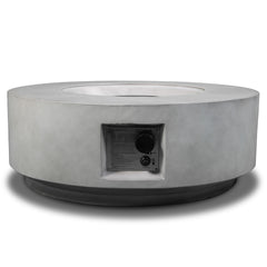30" Propane Gas Fire Pit Table, 50000 BTU Round Concrete Fire Pit for Outside Patio Deck Garden Backyard- Light Gray
