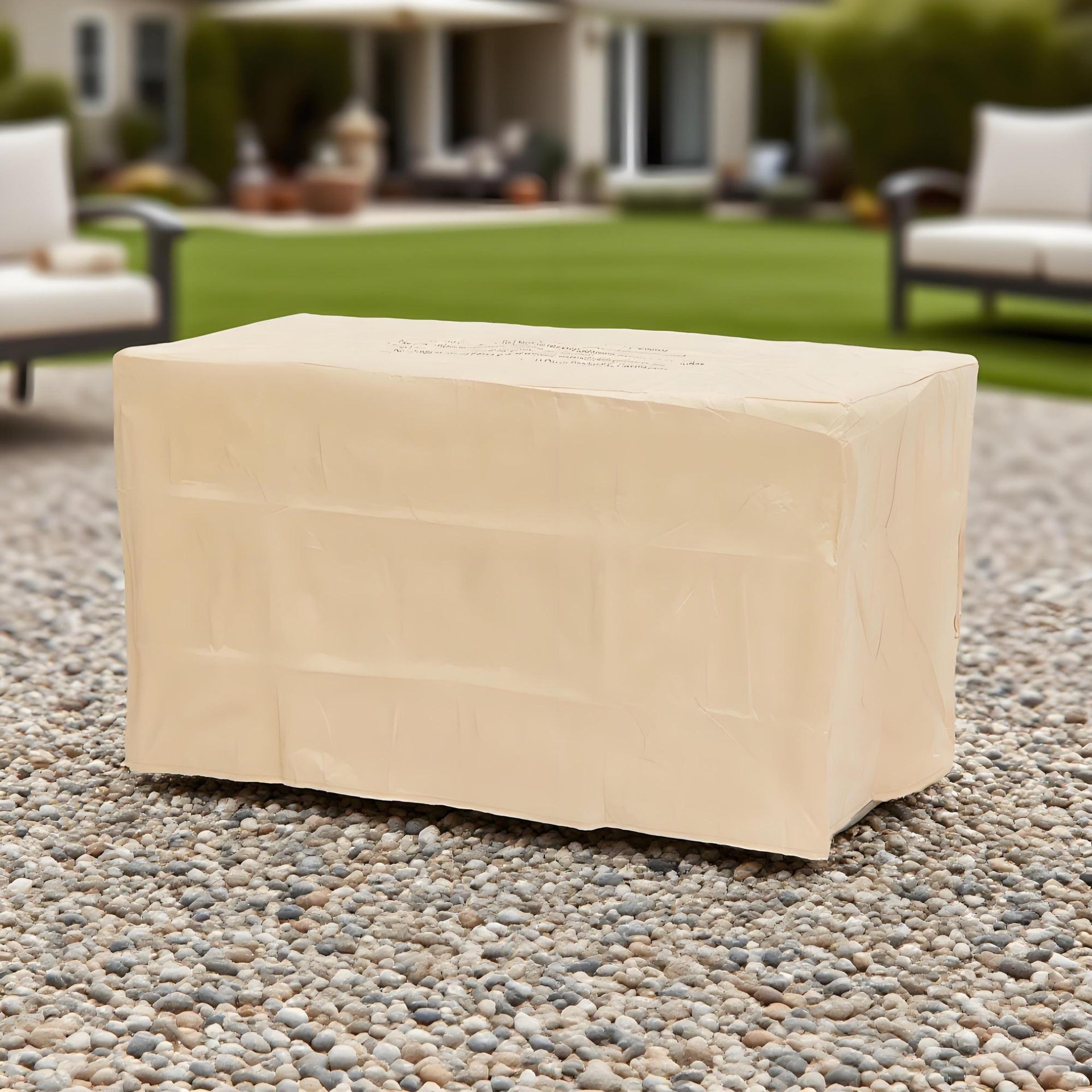 42" Propane Gas Fire Pit Table, 50000 BTU  Rectangular Concrete Fire Pit for Outside Patio Deck Garden Backyard - beigie multi