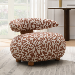 Lynn Brown Pattern Fabric Accent Chair