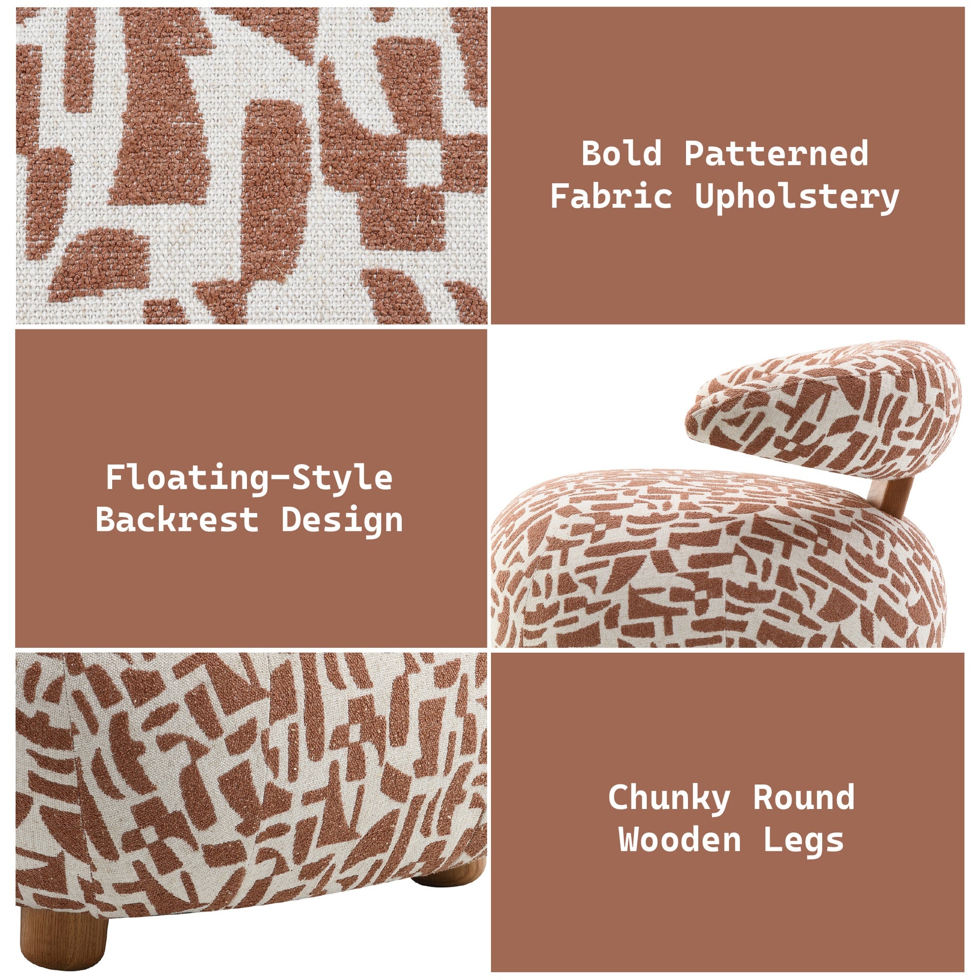 Lynn Brown Pattern Fabric Accent Chair