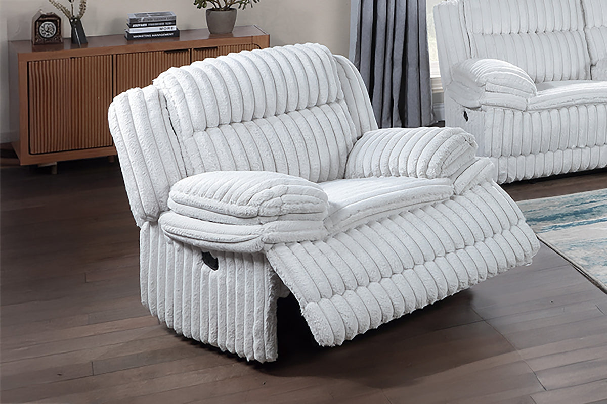 Manual Glider Recliner Fur-Like Corduroy in Light Gray
