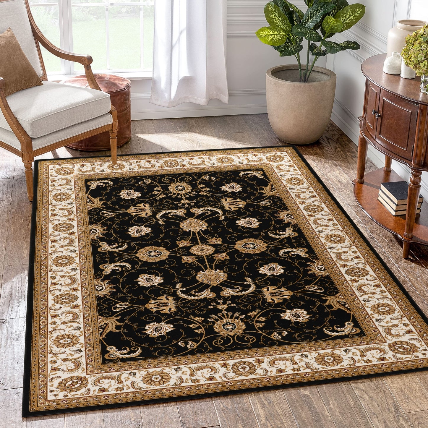 Manchester GC_HER5001 Black 9 ft. 2 in. x 12 ft. 6 in. Area Rug