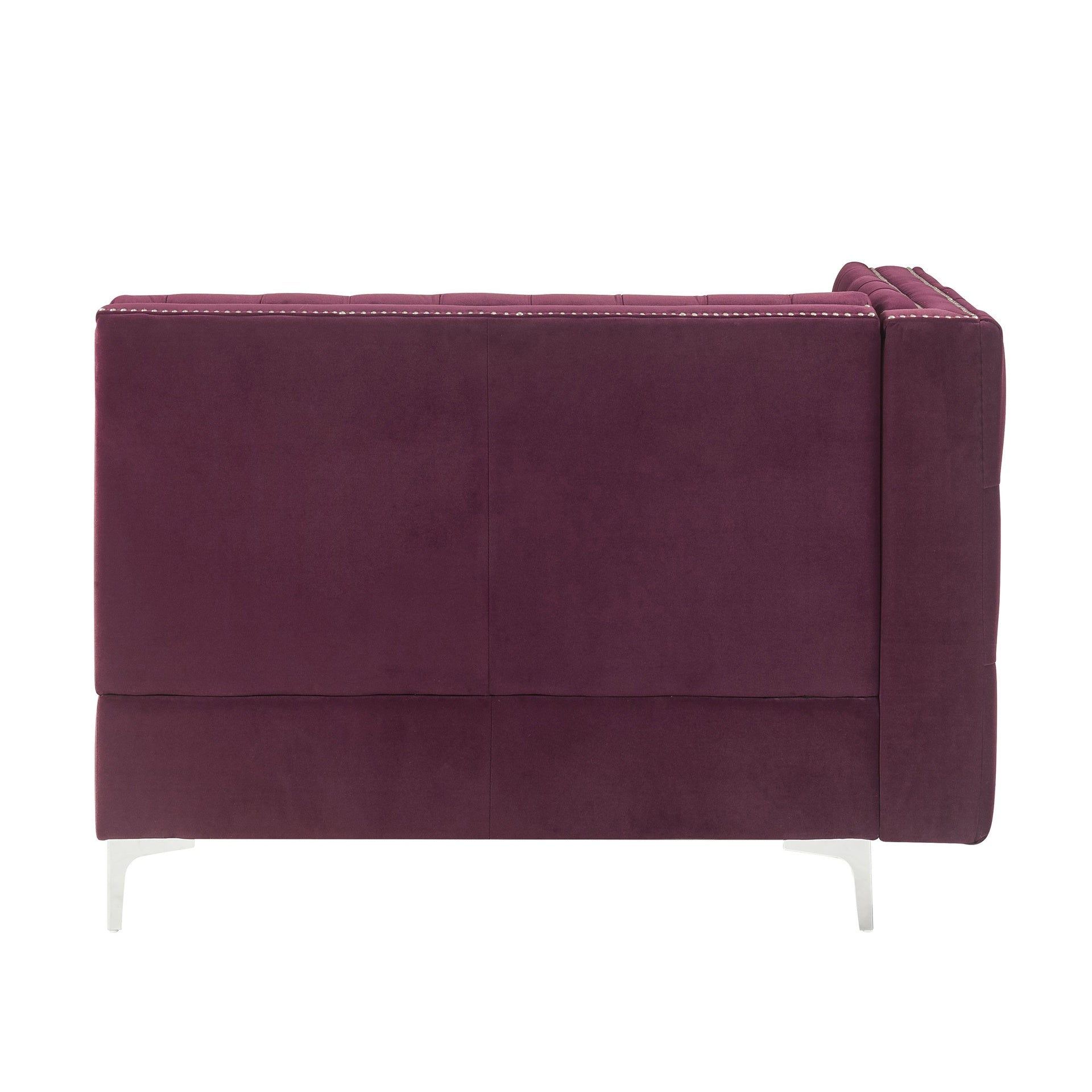 Burgundy Tufted Loveseat with Nailhead Trim