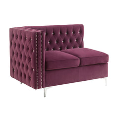 Burgundy Tufted Loveseat with Nailhead Trim
