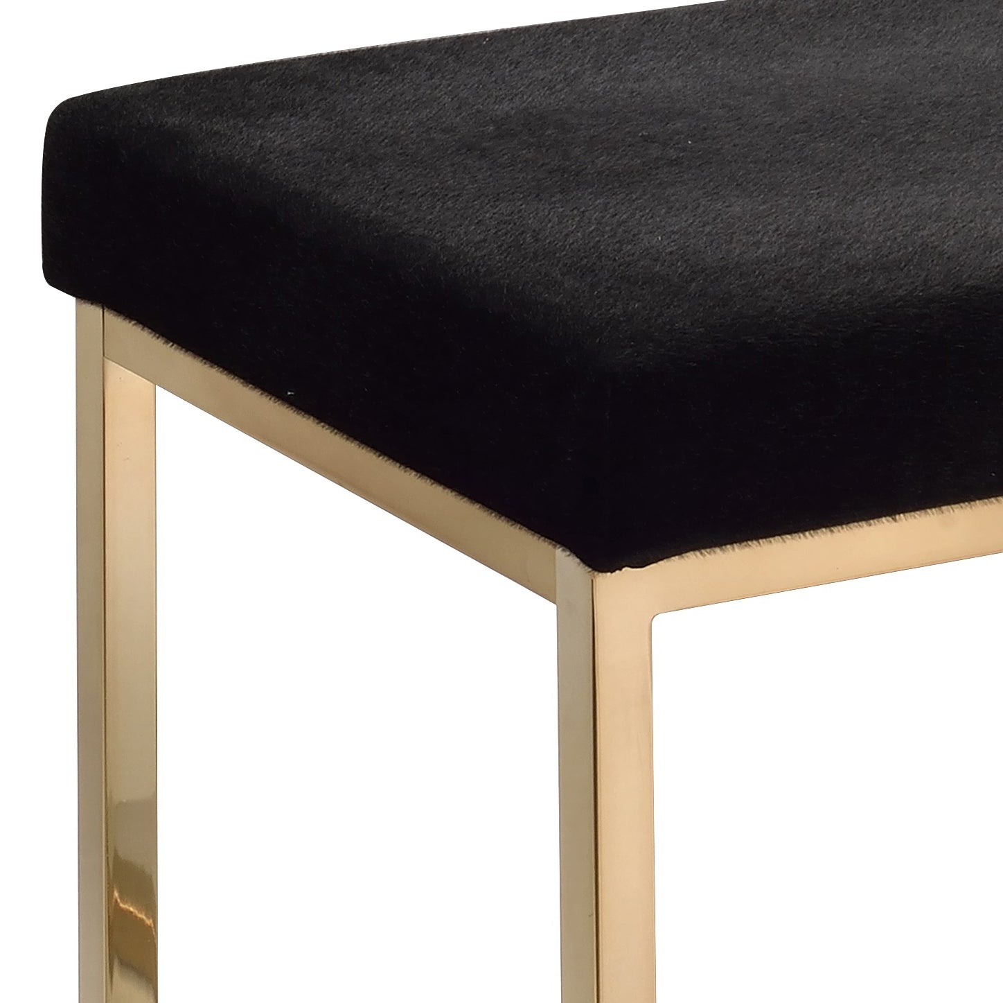 Boice Black Fabric & Champagne Finish Ottoman