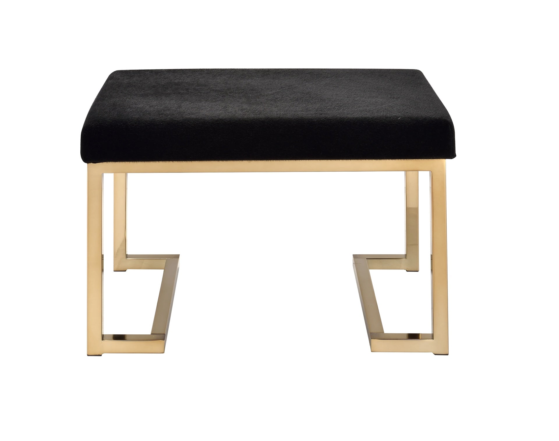 Boice Black Fabric & Champagne Finish Ottoman