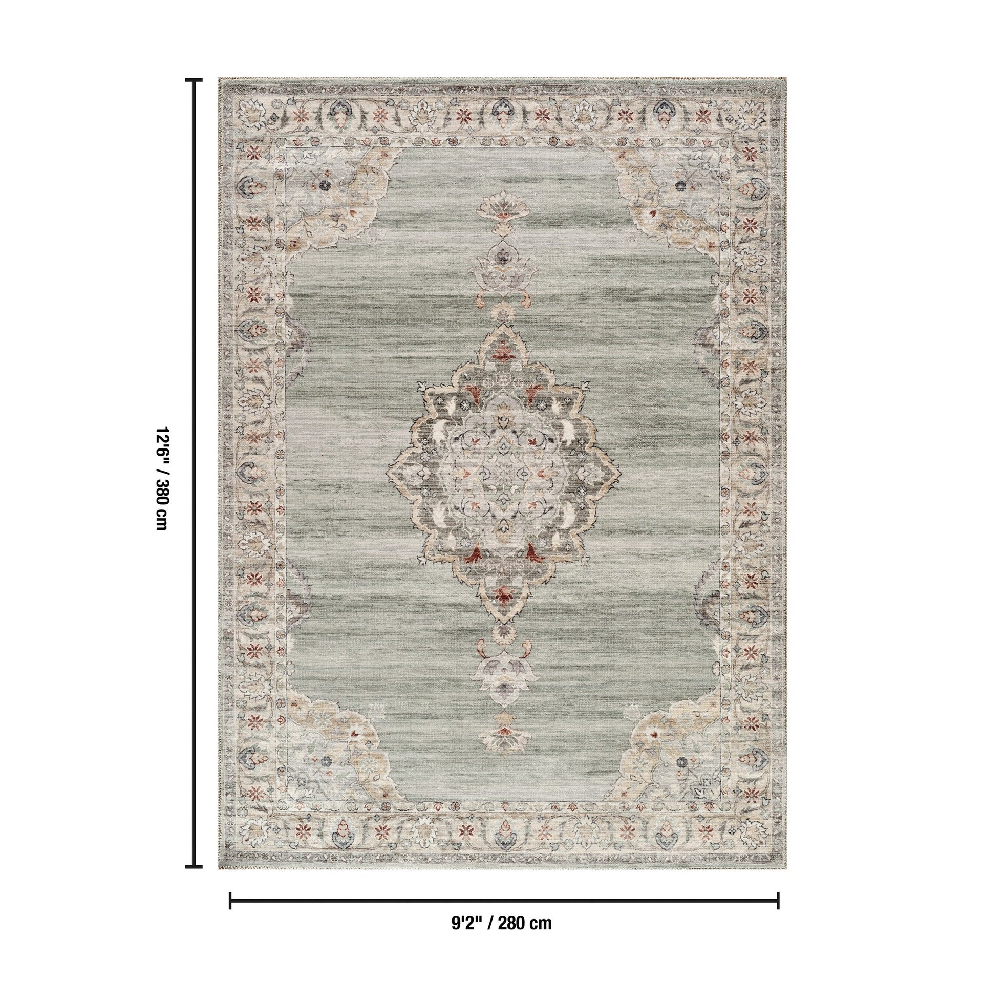 Majestic GC_RYL1007 Green 9 ft. 2 in. x 12 ft. 6 in. Area Rug