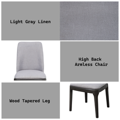 Madan Light Gray Linen & Gray Oak Finish Side Chair (Set of 2)