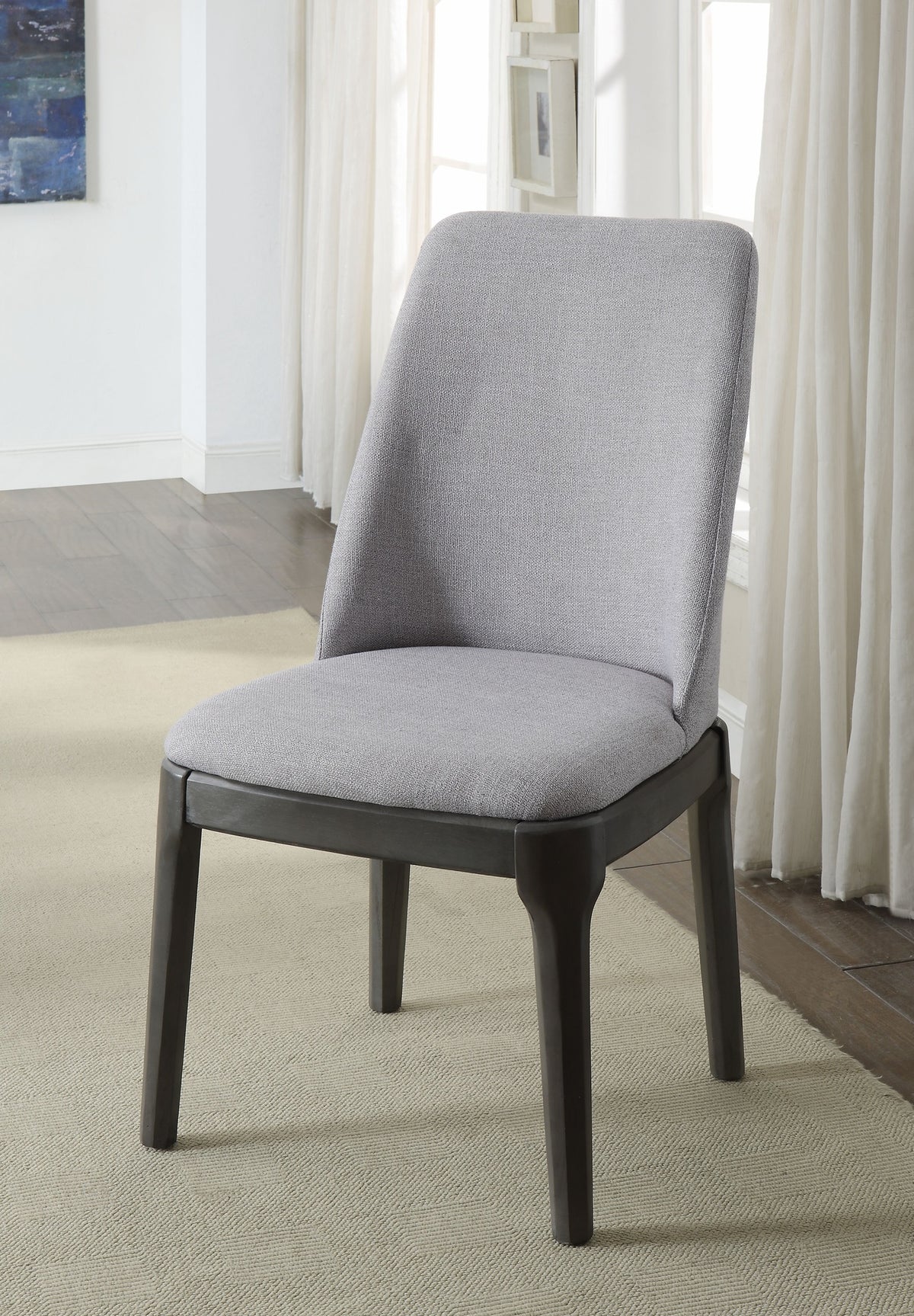 Madan Light Gray Linen & Gray Oak Finish Side Chair (Set of 2)
