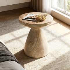 Cement Outdoor End Tables for Patio, GardenAccent Table Faux Terrazzo Accent Table, Modern Small Round Side Tablefor Outside, Tree Stump Garden Stool DrumTable indoor and Outdoor