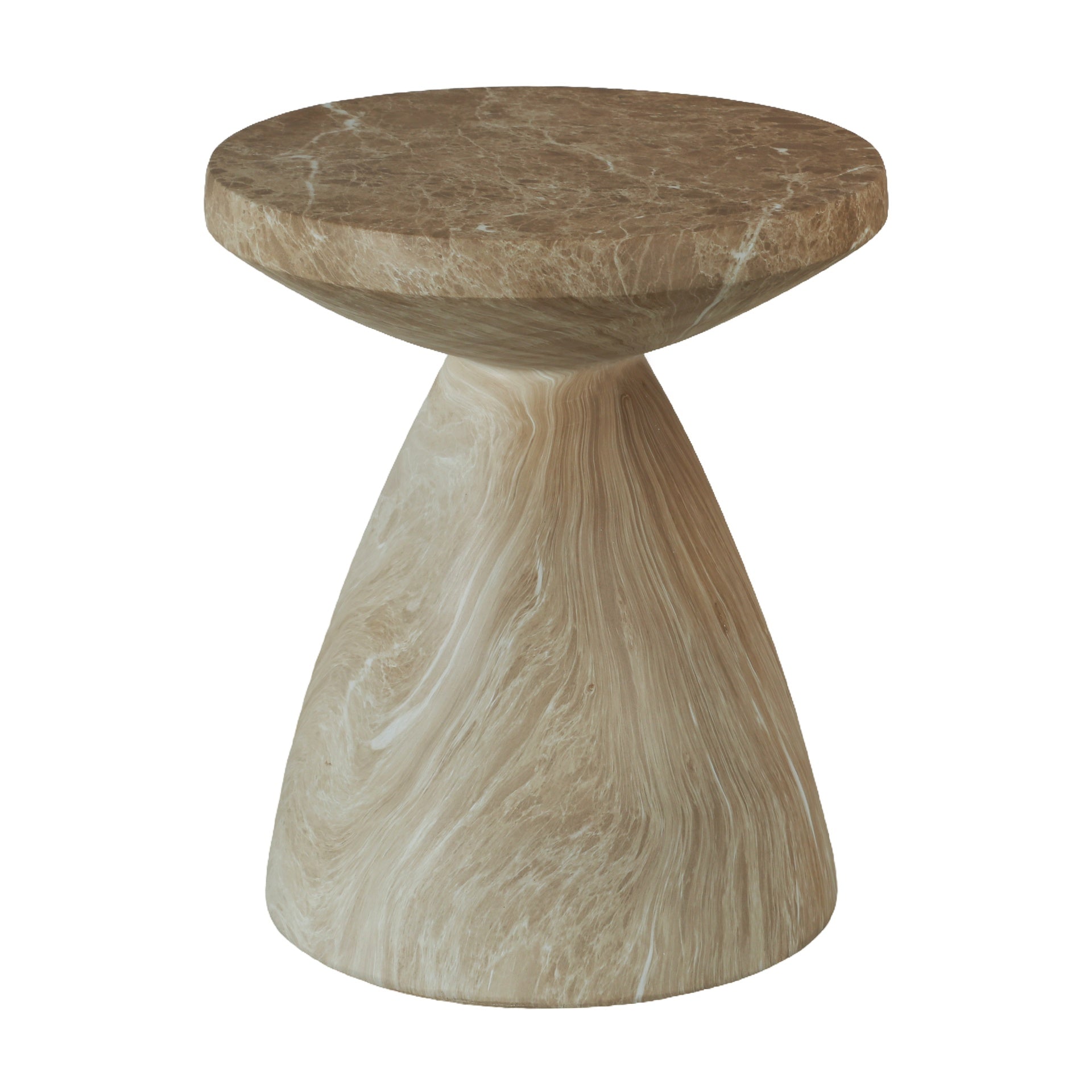Cement Outdoor End Tables for Patio, GardenAccent Table Faux Terrazzo Accent Table, Modern Small Round Side Tablefor Outside, Tree Stump Garden Stool DrumTable indoor and Outdoor
