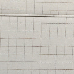 Wooden Square Ottoman with Grid Patterned Fabric Upholstery and Hidden Storage, Beige and Brown