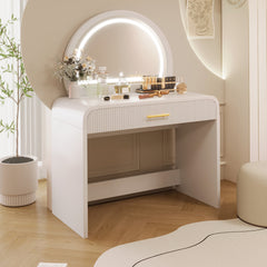39 inch  Makeup Vanity Table with Mirror Touch Screen Lighted Mirror, Dressing Table with Drawer for Bedroom, White