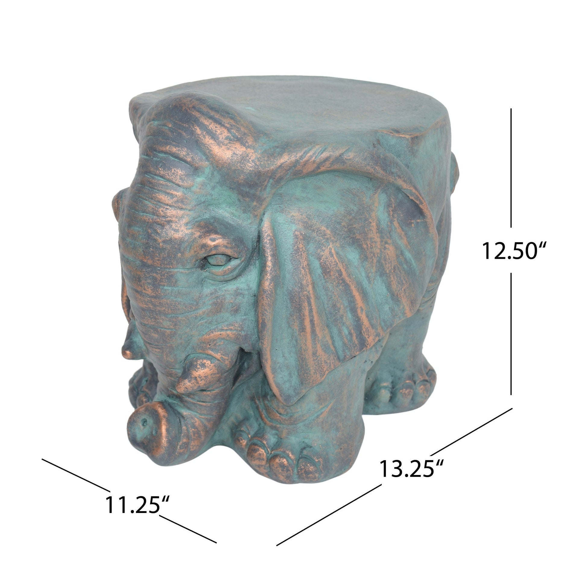 Elephant Garden Stool, Copper Patina [Lots of scene pictures]
