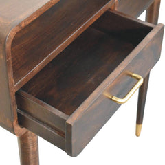 Solid Wood Apollo Loop Console Desk,Brown with 2-Drawers,1-shelf