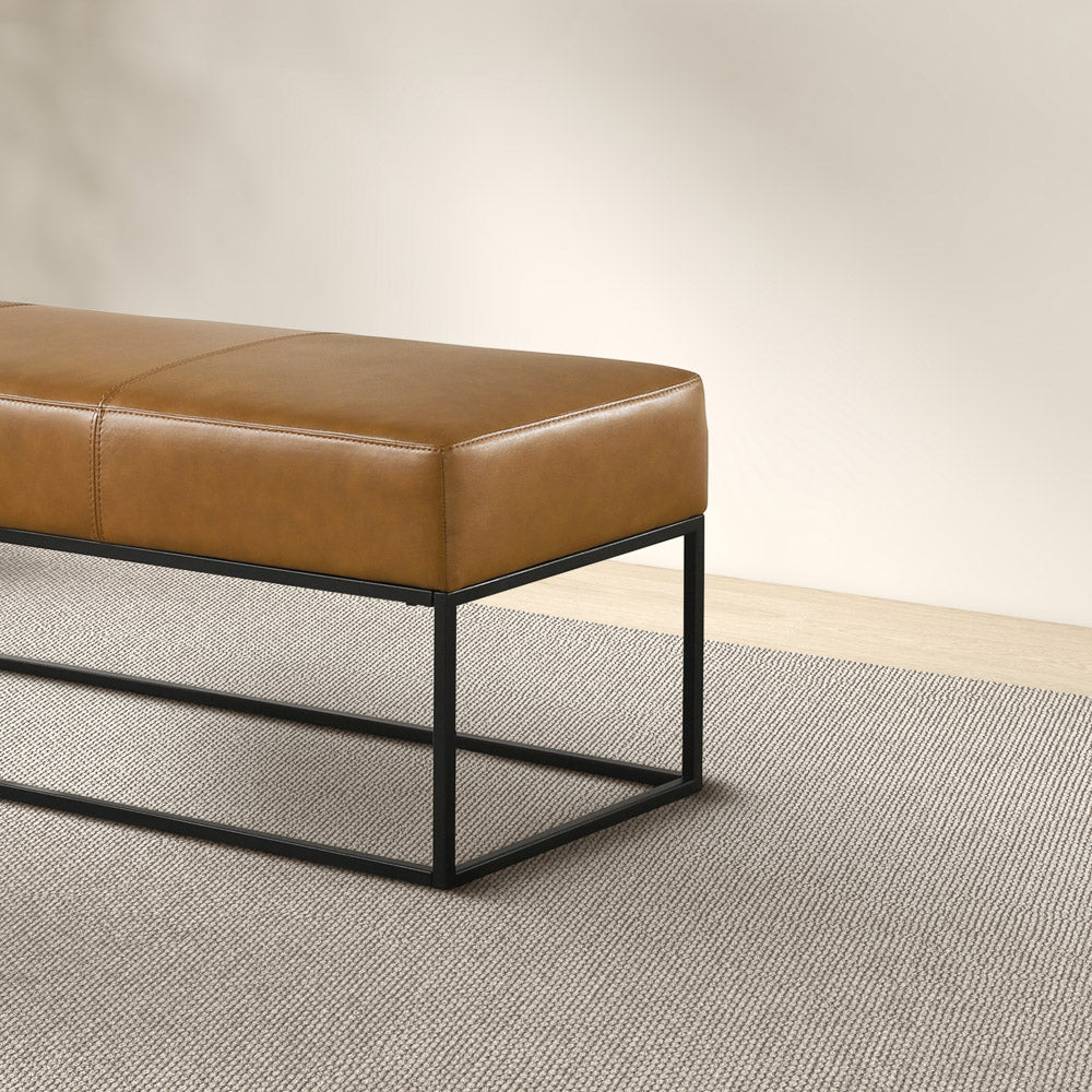 Odessa Tan Leather Bench
