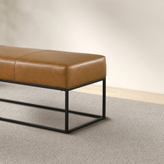 Odessa Tan Leather Bench