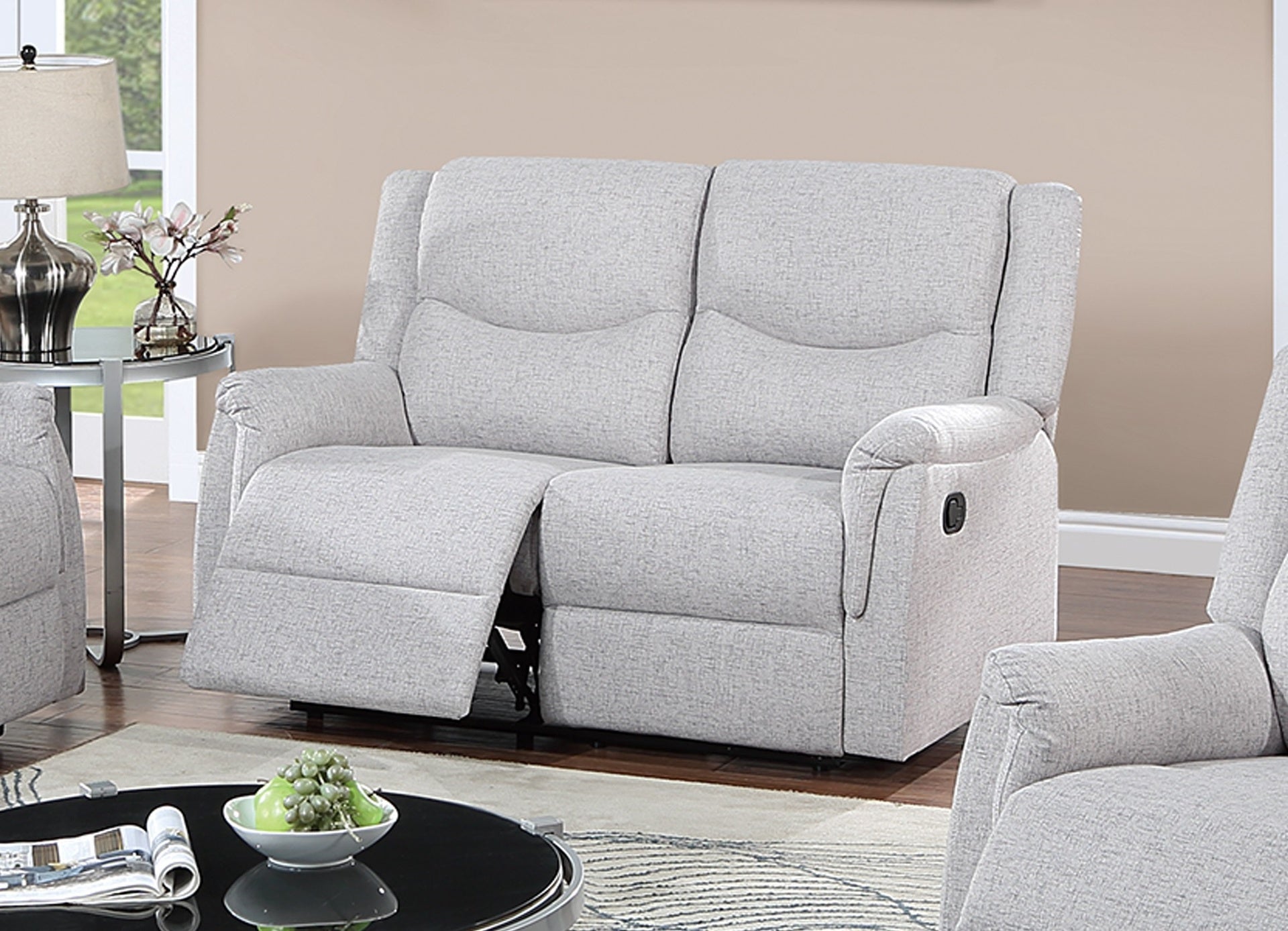 Modern Style Recliner Loveseat 1pc Burlap Upholstered Plush Armrest And Headrest Sincere Bone Finish Primary Living Room Furniture