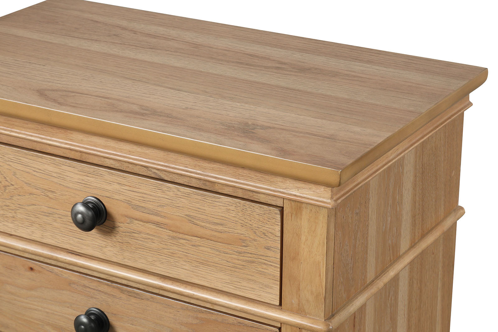 Farmhouse Style Natural Oak Color 1pc Nightstand Solid wood Pecan Veneer 3-Drawers Storage Bedside Table Bedroom Furniture