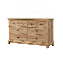 Farmhouse Style Natural Oak Color 1pc Dresser Pecan Veneer 8-Drawers Storage Dresser Bedroom Furniture