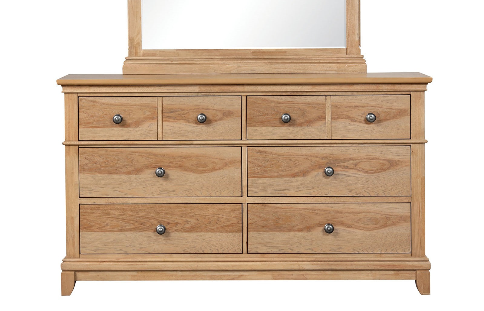 Farmhouse Style Natural Oak Color 1pc Dresser Pecan Veneer 8-Drawers Storage Dresser Bedroom Furniture