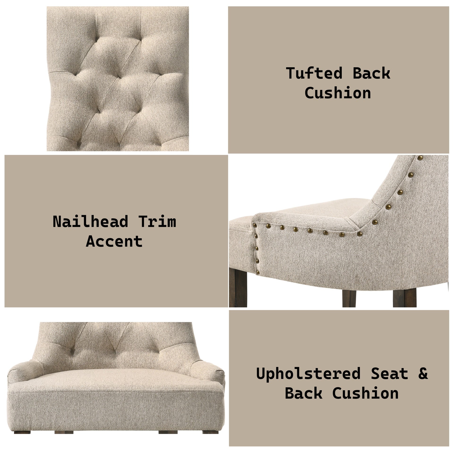 Farren Beige Fabric & Weathered Oak Finish Side Chair (Set of 2)