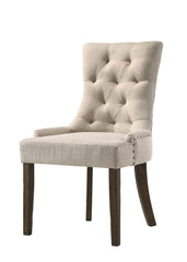 Farren Beige Fabric & Weathered Oak Finish Side Chair (Set of 2)