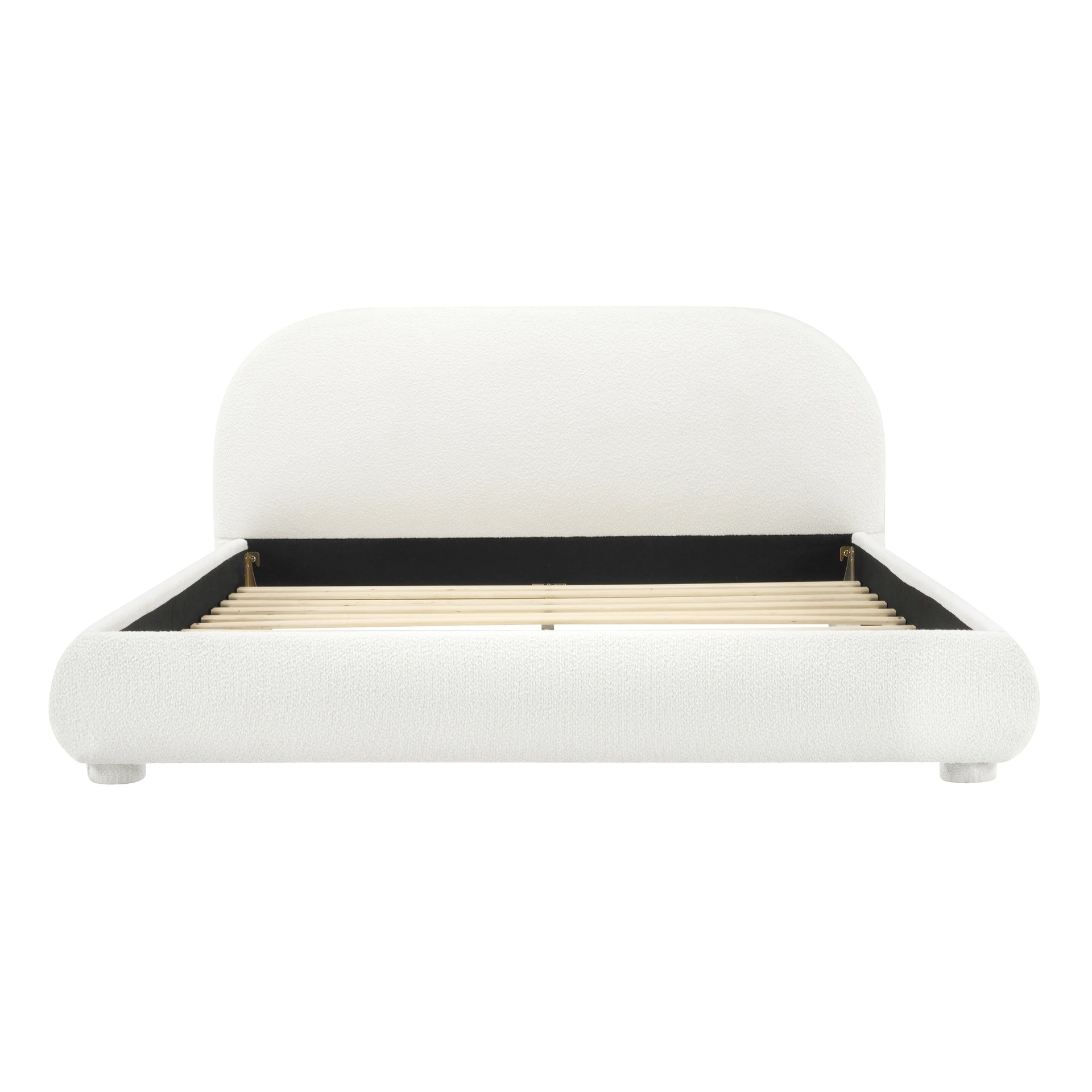 Cream Style Fabric Upholstered Bed, Simple Modern Bedroom Double Bed,Queen