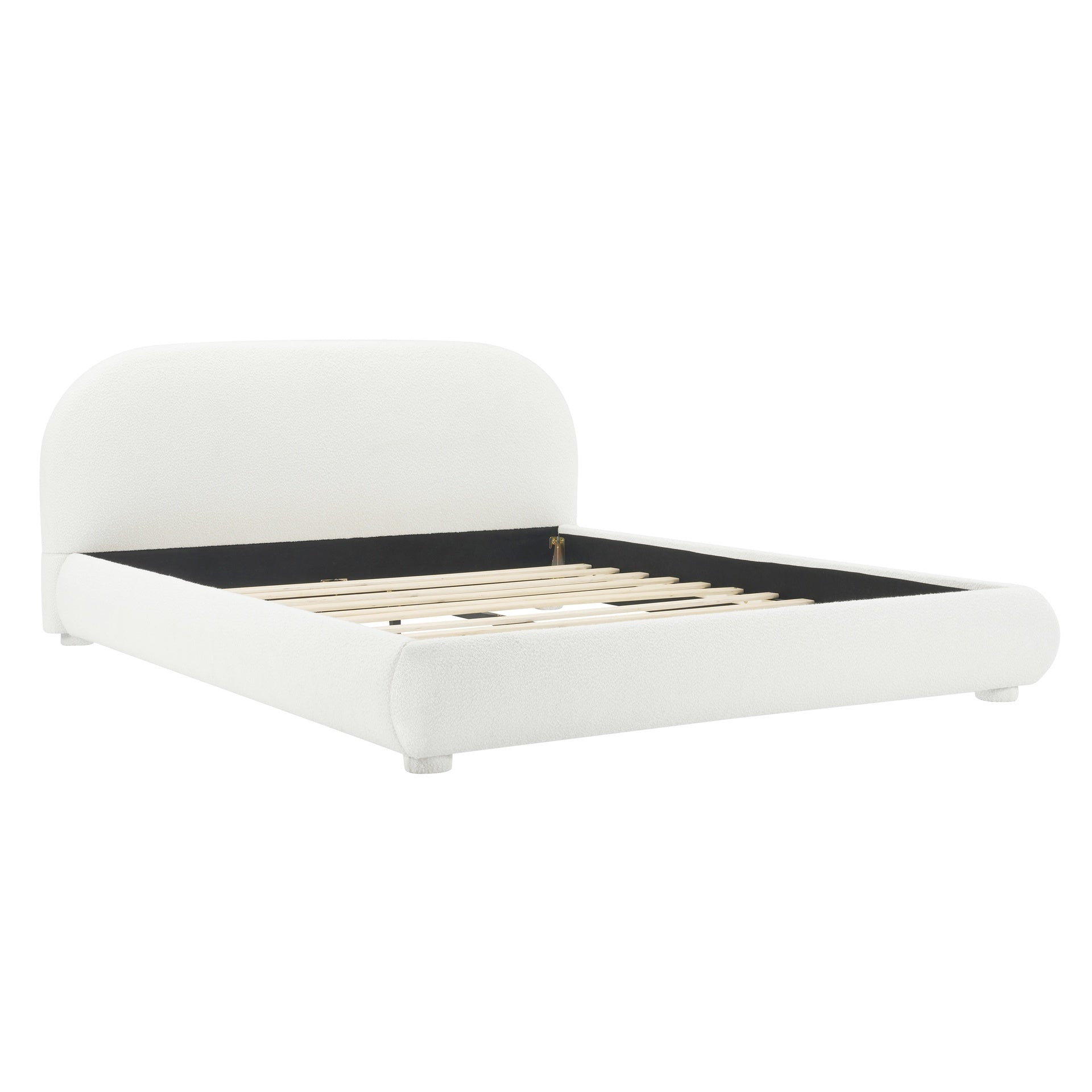 Cream Style Fabric Upholstered Bed, Simple Modern Bedroom Double Bed,Queen