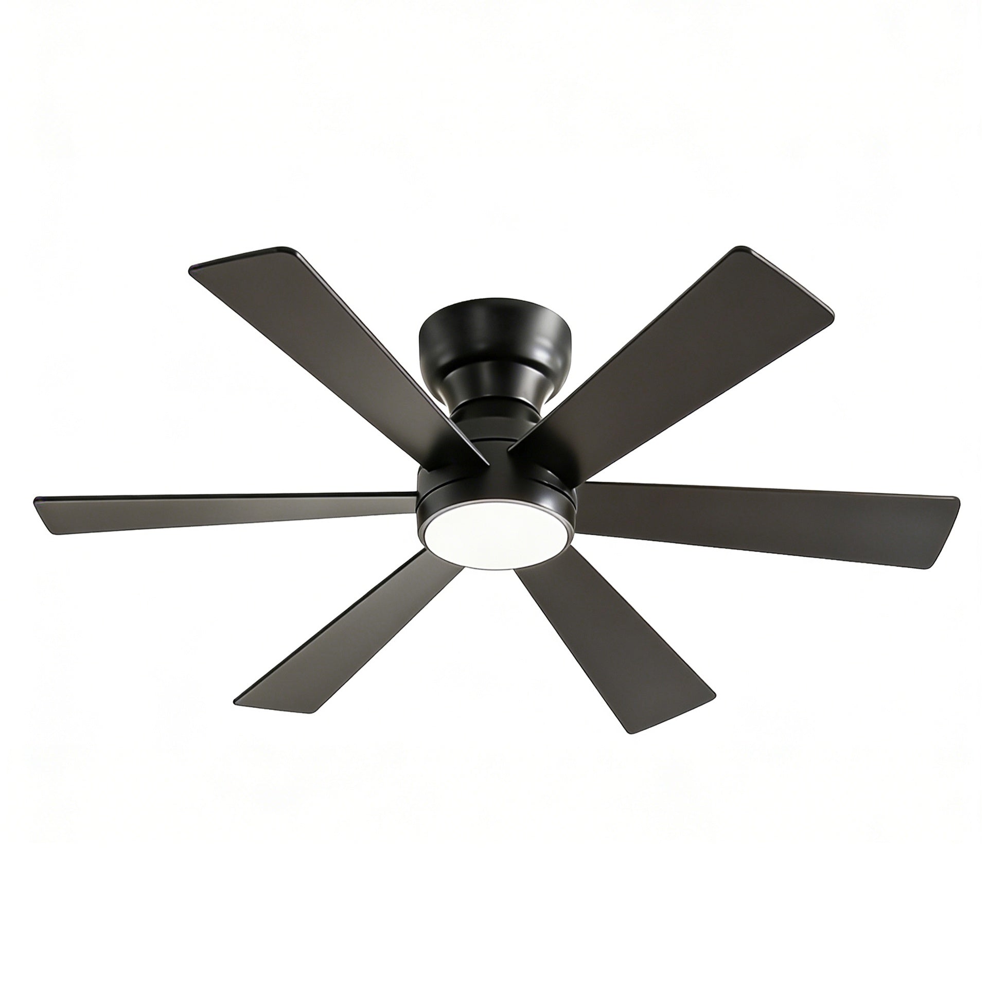 46" Flush Mount Ceiling Fan with Lights Remote Control,Quiet DC Motor 6 Plywood Blade Ceiling Fans 6 Speed Levels,Reversible Ceiling Fan, for Patio Living Room, Bedroom, Office,Indoor.((Matte Black  )
