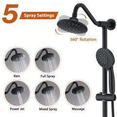 6 Inch Rain Shower Head with Handheld Shower Head Bathroom Rain Shower System