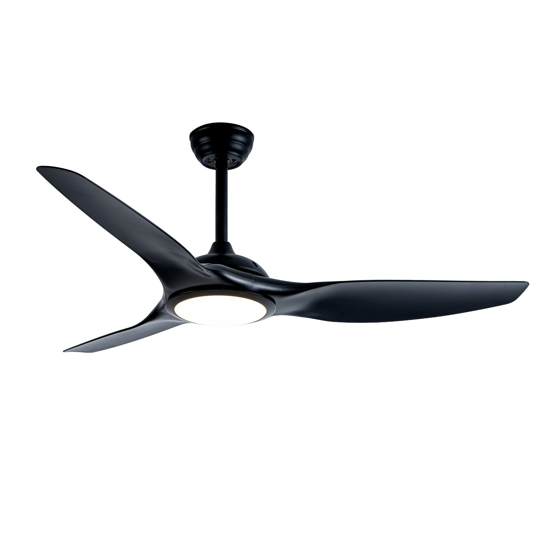 52 Inch  ABS Blades  Ceiling Fan With Light Kit ( LED Light Source),DC 6 Speed ,Remote Control,Adjustable Height Ceiling Fan for Patio Living Room, Bedroom, Office,Indoor.(( Matte Black)