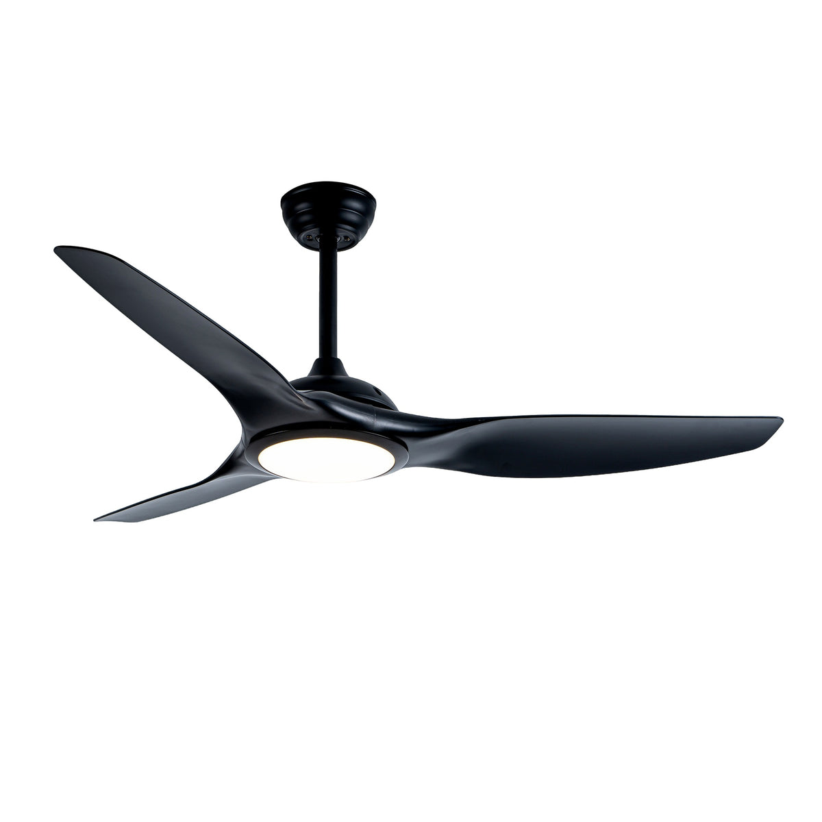 52 Inch  ABS Blades  Ceiling Fan With Light Kit ( LED Light Source),DC 6 Speed ,Remote Control,Adjustable Height Ceiling Fan for Patio Living Room, Bedroom, Office,Indoor.(( Matte Black)