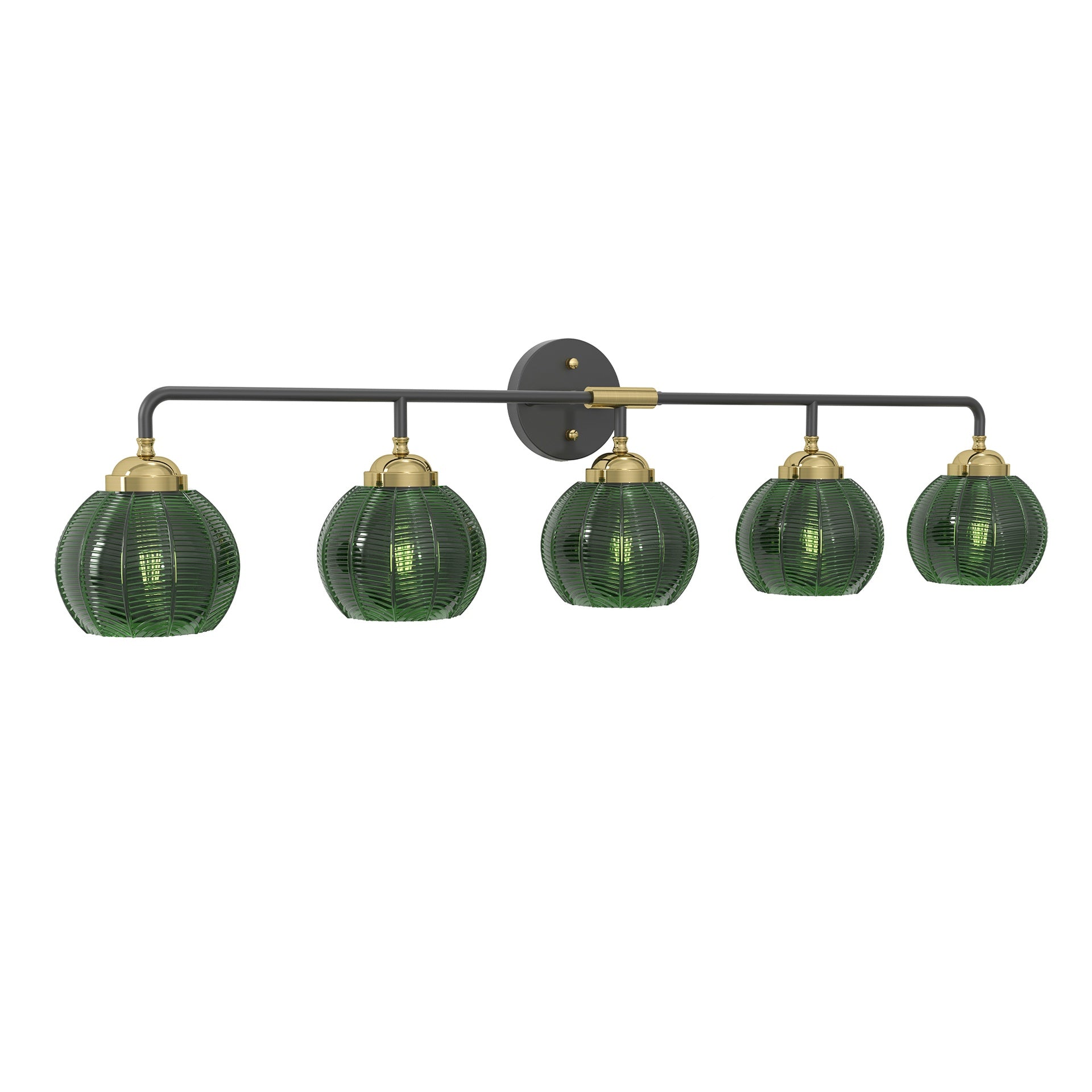 5-Light Bathroom Light Fixtures((Does Not Include Light Bulbs), Modern Vanity Lights with Glass Shade, Vintage Light Fixture Bathroom Over Mirror Wall Lights for Kitchen Dinning Room Bedro--Black+GOLD