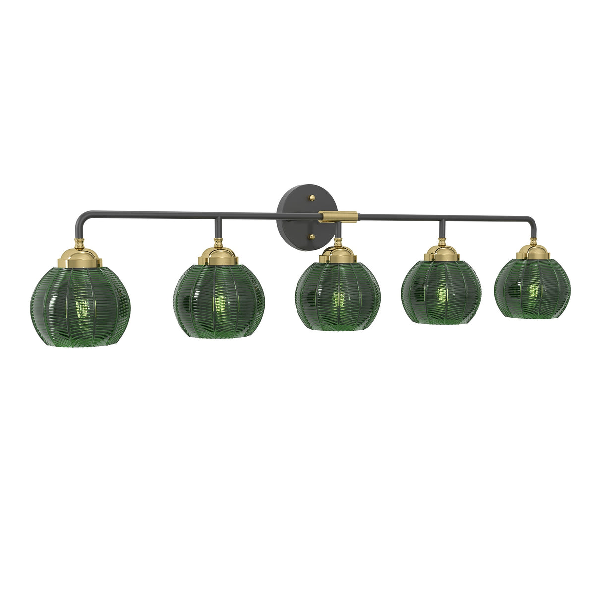 5-Light Bathroom Light Fixtures((Does Not Include Light Bulbs), Modern Vanity Lights with Glass Shade, Vintage Light Fixture Bathroom Over Mirror Wall Lights for Kitchen Dinning Room Bedro--Black+GOLD