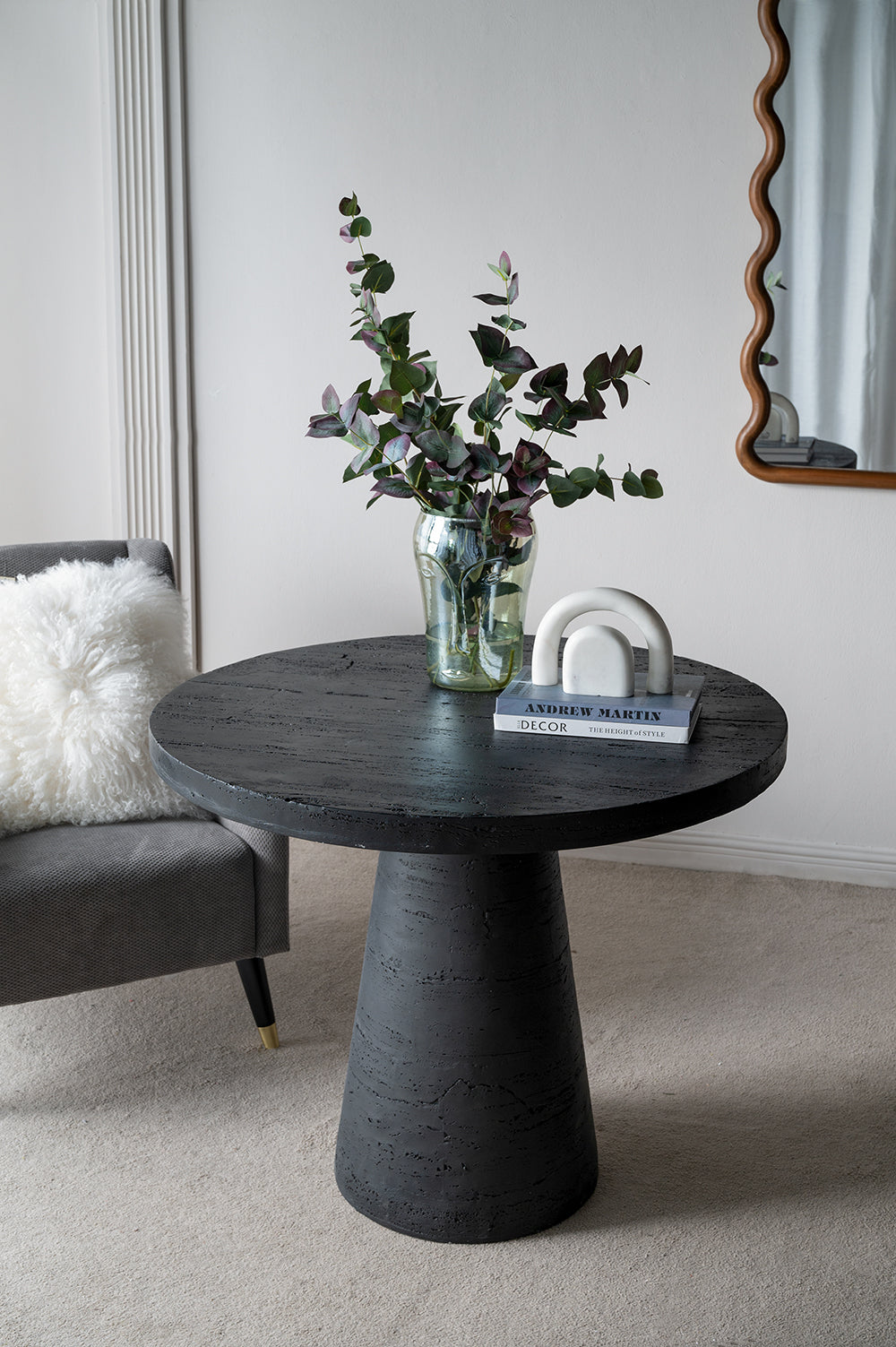 36x36x30" Black Round Dining Table with Pedestal Base